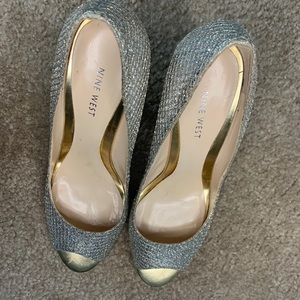 Silver and gold sparkle shoes